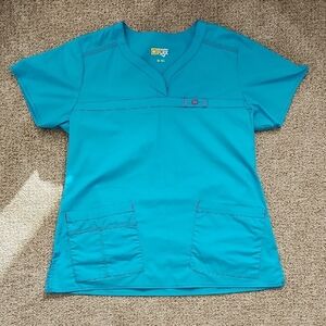 Teal Blue Scrub Top